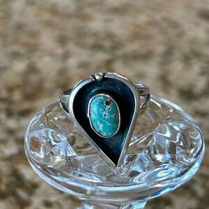 Sterling Silver And Turquoise Teardrop Shaped Ring